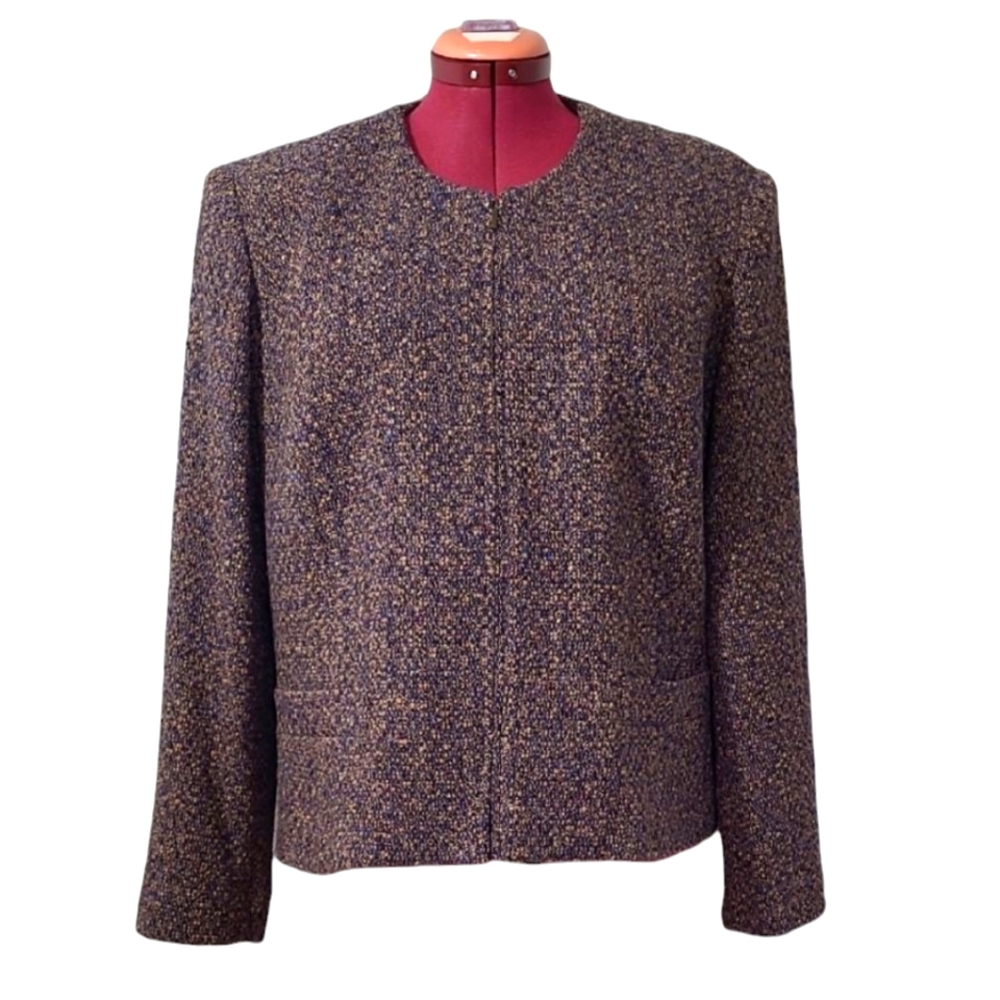 Louben Blazer Wool Blend Jacket Tweed Woven